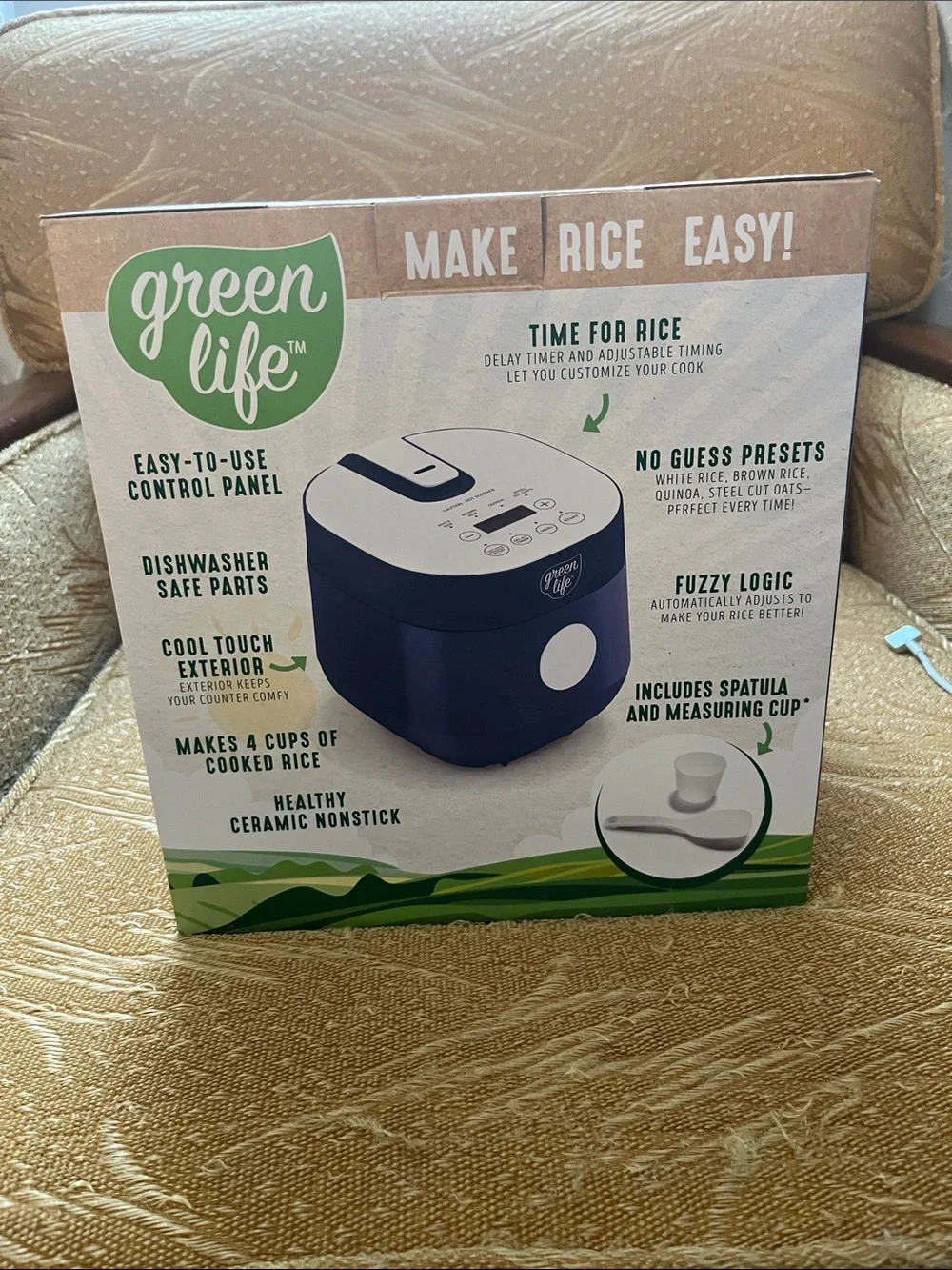 Go Green Electric Rice Cooker with Ceramic Nonstick Pot